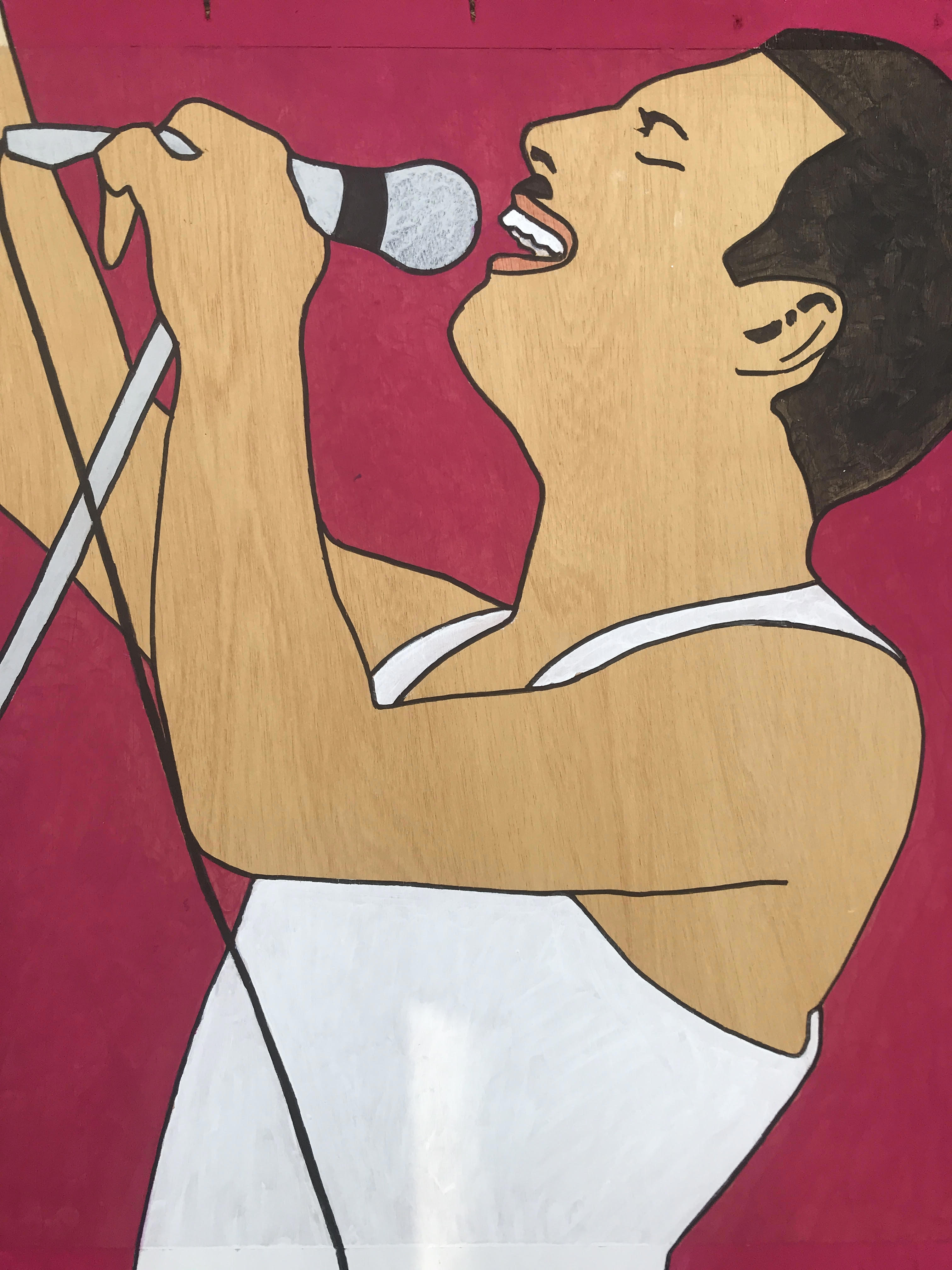 Freddy Mercury op afgedankte bouwplaat