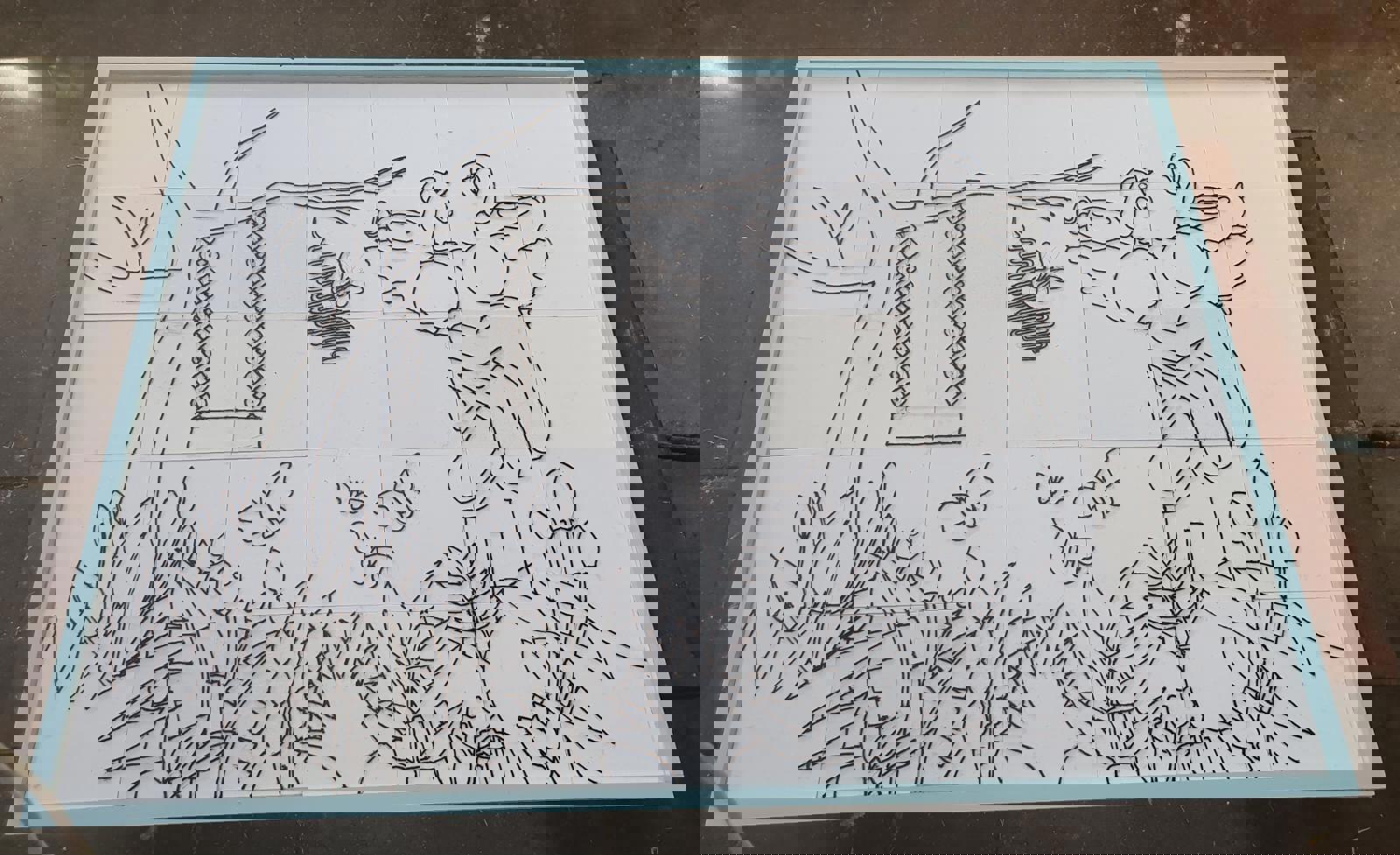 Dit kunstwerk heeft een omvang van 3 bij 2 meter!