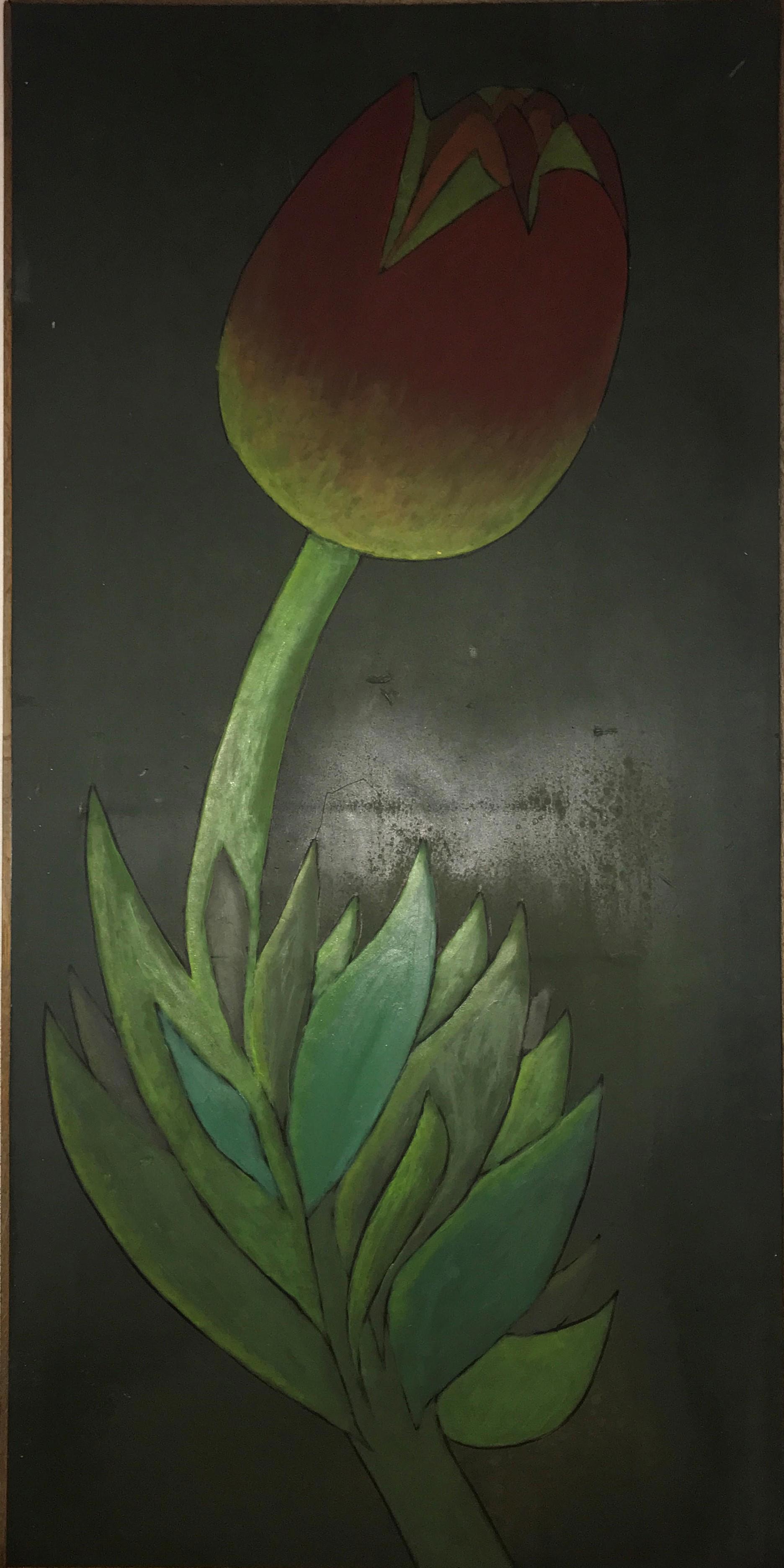 Tulp op een oud bureaublad